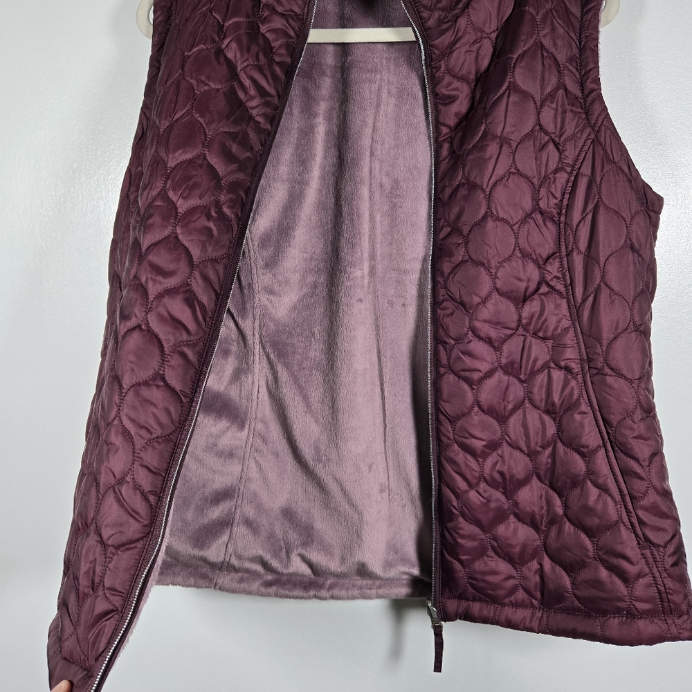 Free Country Purple Reversible Fleece Quilted Puffler Zip Front Vest Size Large - Picture 9 of 14
